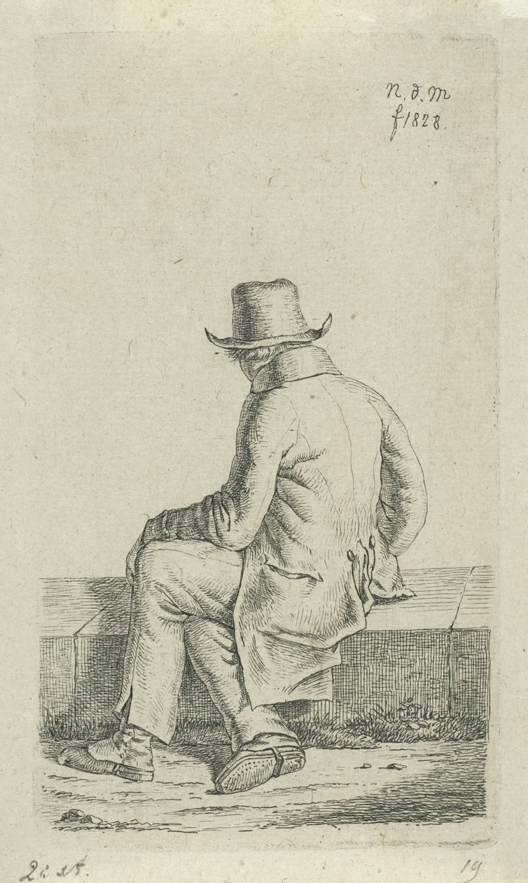 duvarda oturan adam 12 Çalışma figürleri (seri başlığı) by Anthonie Willem Hendrik Nolthenius de Man