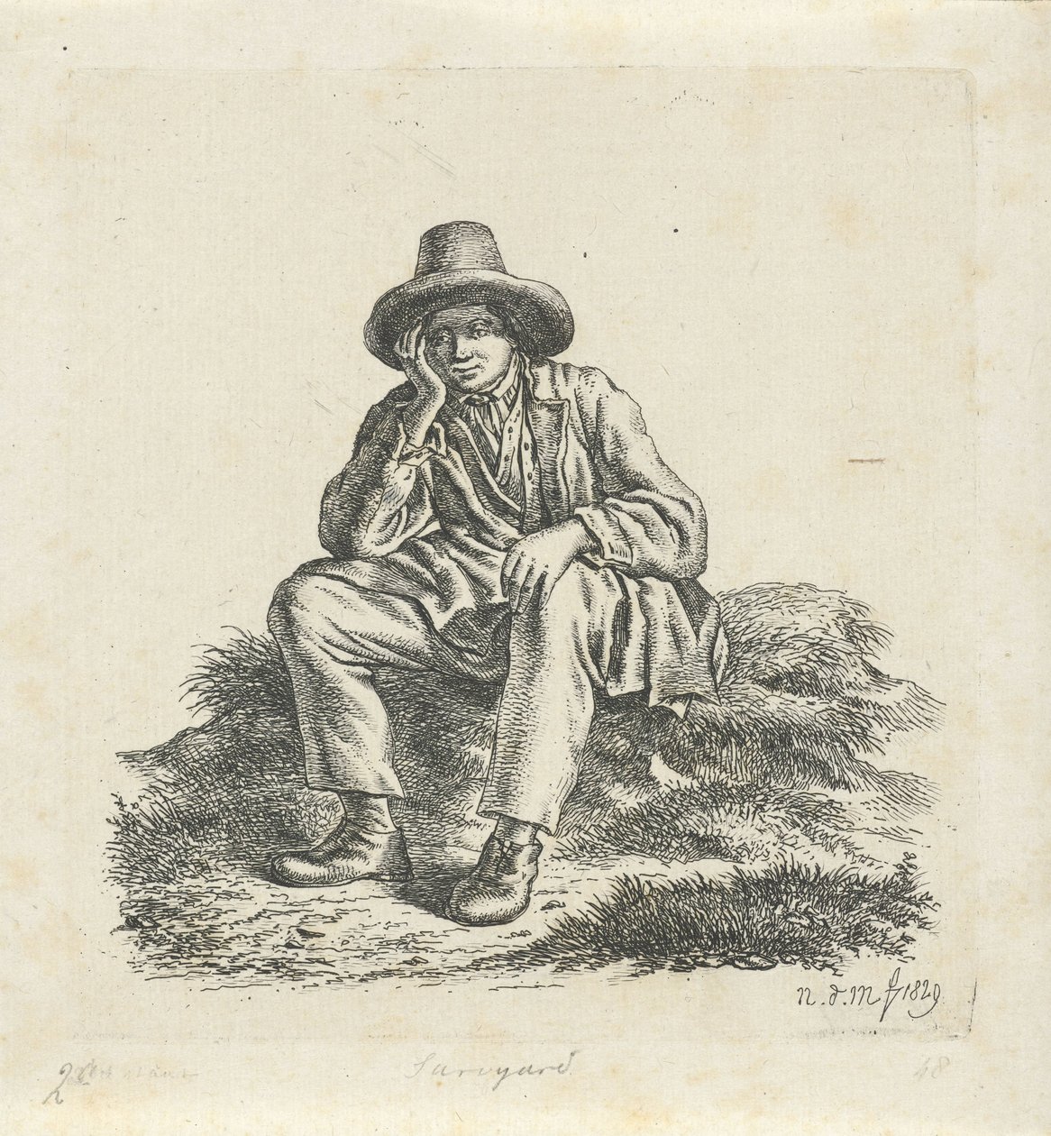 Oturan adam, başını destekleyen by Anthonie Willem Hendrik Nolthenius de Man