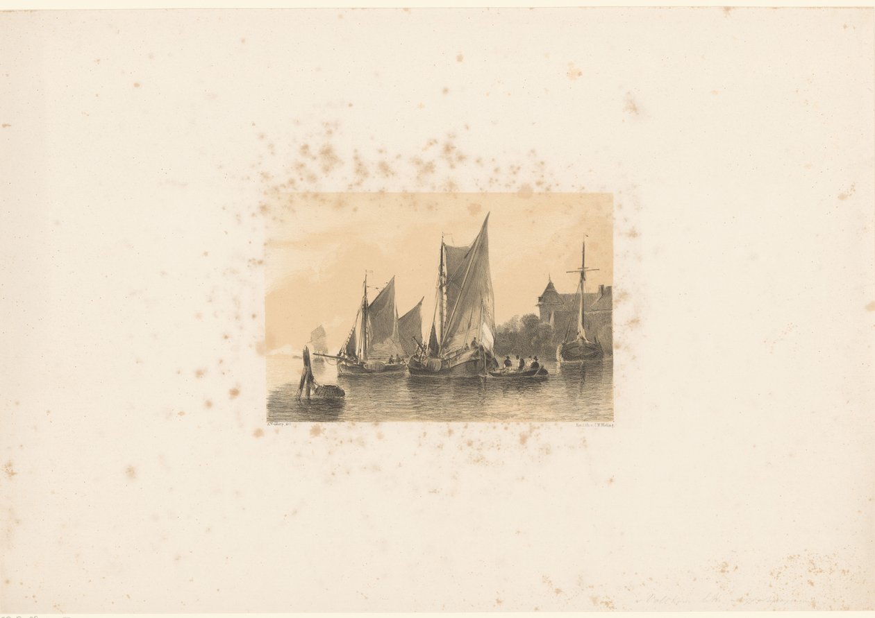 Nehir üzerinde yelkenliler by Anthonie van Volkom