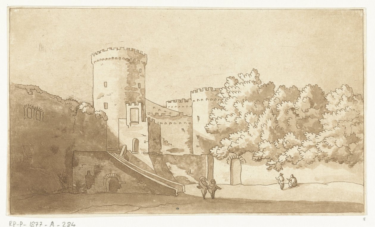 Kuleleri olan bir kale duvarı Castel Gandolfo by Anthonie van den Bos