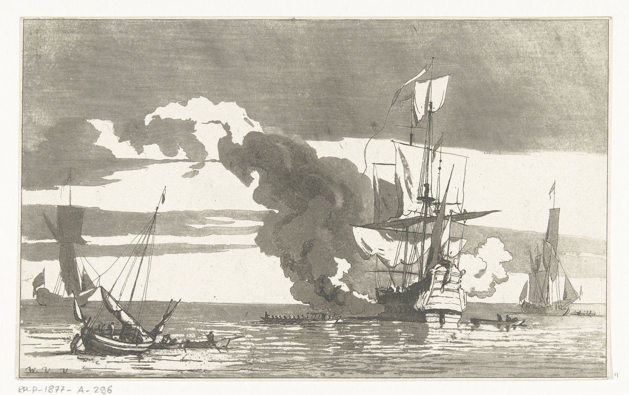 Deniz savaşı by Anthonie van den Bos