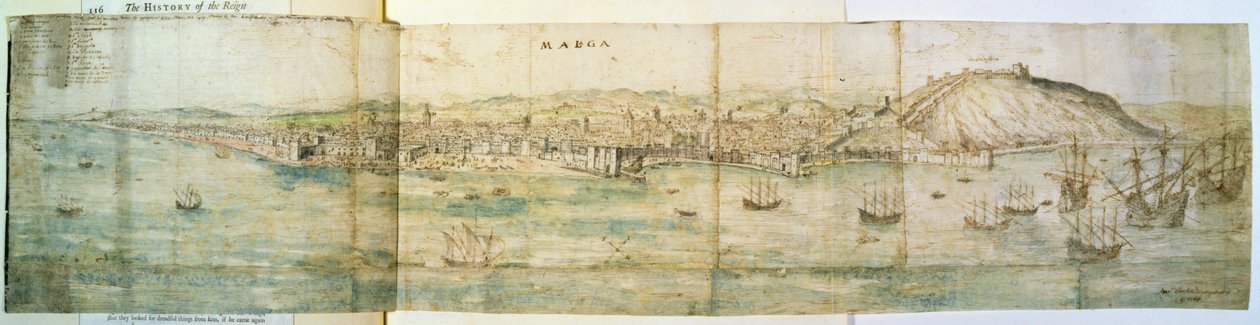 Malaga, 16. yüzyıl (kağıt üzerinde kalem ve mürekkep ve wc) by Anthonis van den Wyngaerde