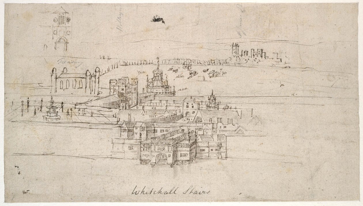 Londra Kulesi (siyah tebeşirle soluk işaretler üzerine kalem ve kahverengi mürekkep) by Anthonis van den Wyngaerde