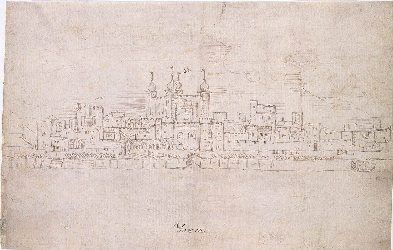 ಲಂಡನ್ ಗೋಪುರ, c.1544 (ಕಾಗದದ ಮೇಲೆ ಪೆನ್ನು ಮತ್ತು ಶಾಯಿ) turk by Anthonis van den Wyngaerde