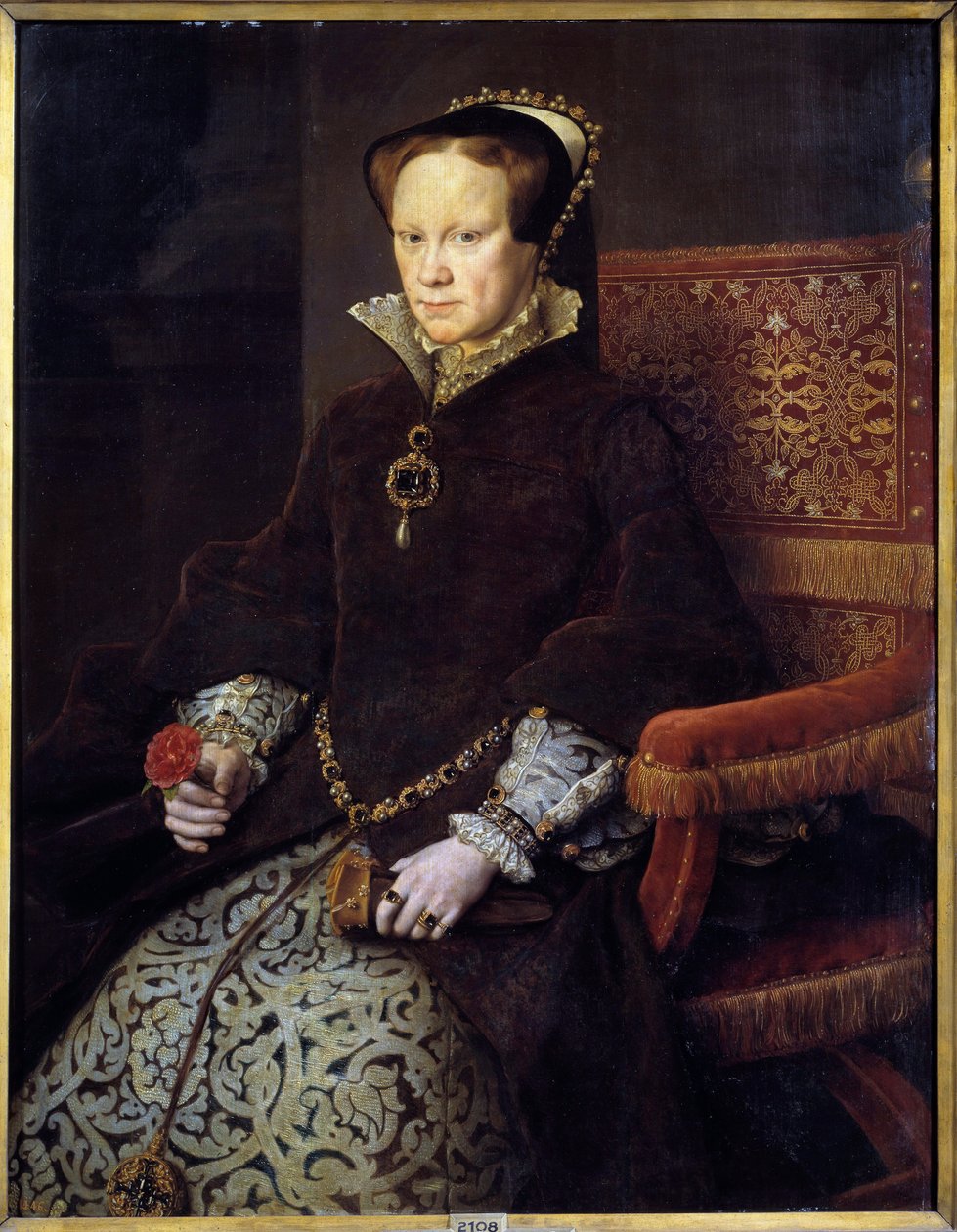 Kraliçe Mary I Tudor'un Portresi by Anthonis van Dashorst (c.1519 1576/77) Mor