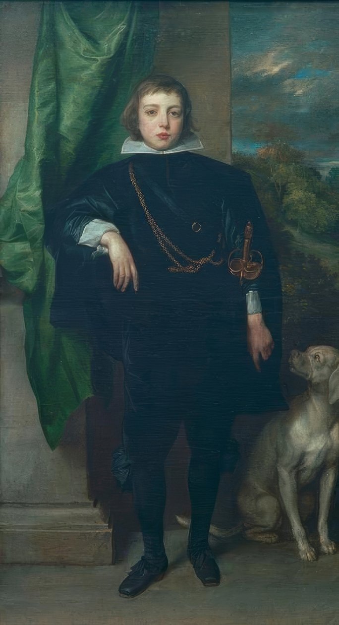 Bir köpekle Pfalz Prensi Ruprecht by Anthony van Dyck
