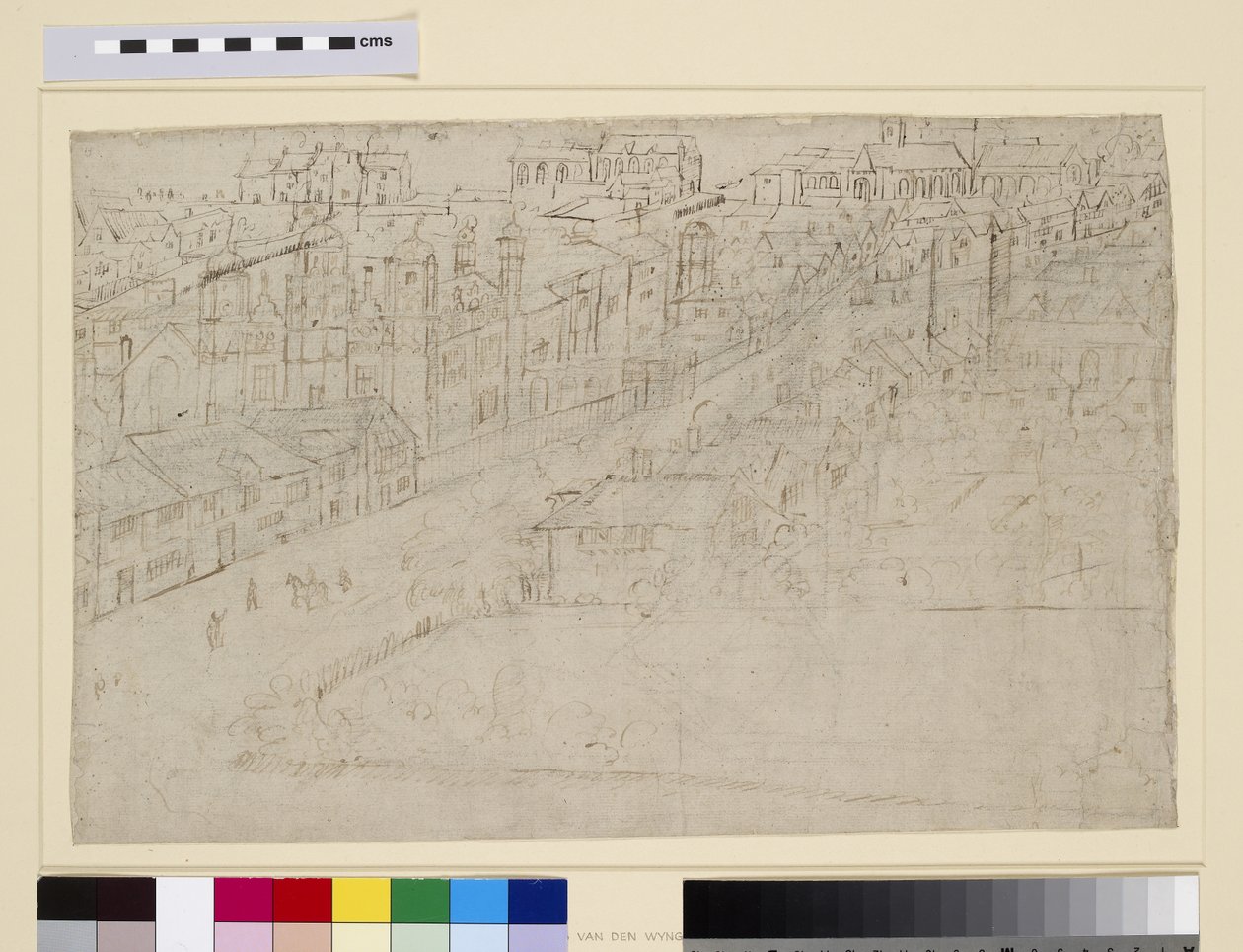 Borough High Street ile St. Mary Overy, 'The Panorama of London'dan, c.1544 (kağıt üzerinde kalem ve mürekkep ve kurşun kalem) by Anthonis van den Wyngaerde