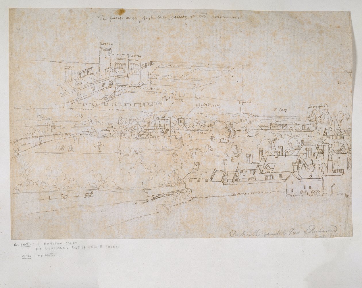 Hampton Court ve Richmond Sarayları ve Çevresindeki Kırsal Bölge Çalışmaları Sayfası by Anthonis van den Wyngaerde