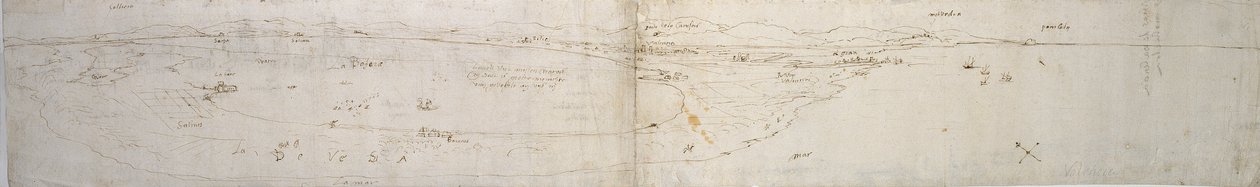 Valencia Lagünü, la Albufera ve bitişik sahil ve kırsalın taslağı, c1560s by Anthonis van den Wyngaerde