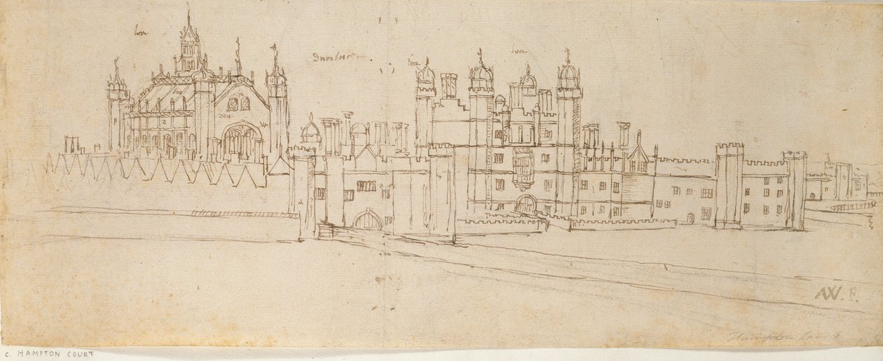 Hampton Court Sarayı Şapeli ve Kapı Evi, c1550-1560 by Anthonis van den Wyngaerde