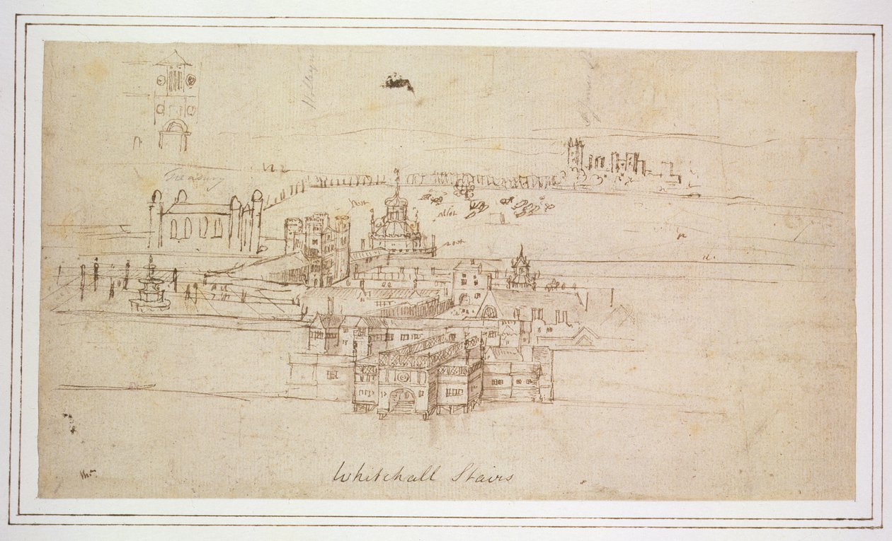 Whitehall Merdivenleri, c.1544 (kağıt üzerine kalem ve mürekkep) by Anthonis van den Wyngaerde