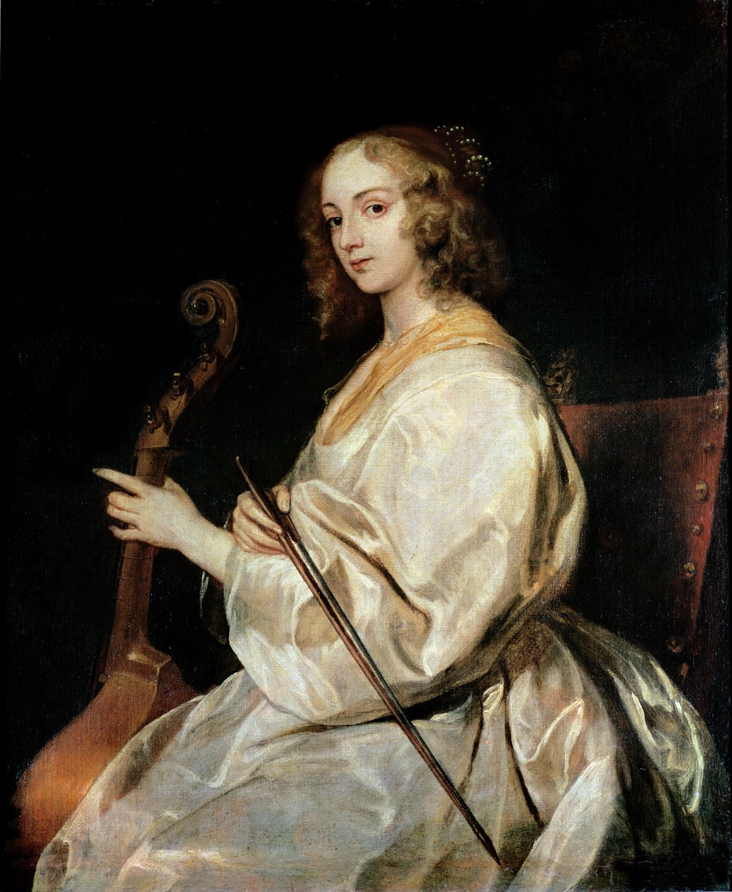 Viola da Gamba Oynayan Genç Kadın by Anthony van Dyck