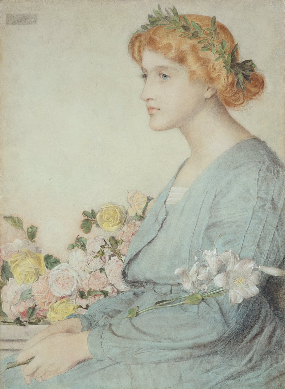 Defne Çelengi, 1902 (soluk mavi kağıt üzerine renkli tebeşirler) by Anthony Frederick Augustus Sandys