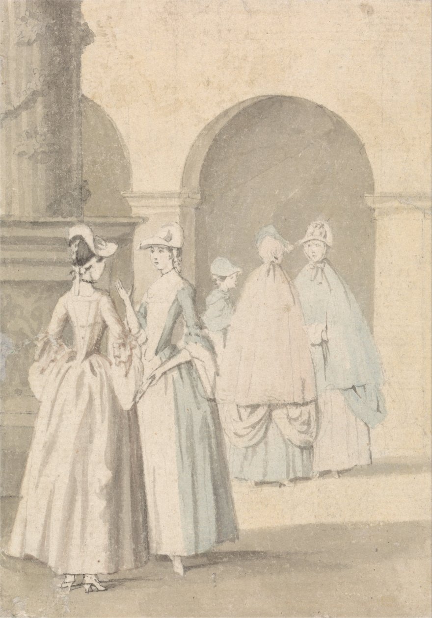 Bir Sütun ve Çarşı Yanındaki Bayanlar by Anthony Highmore