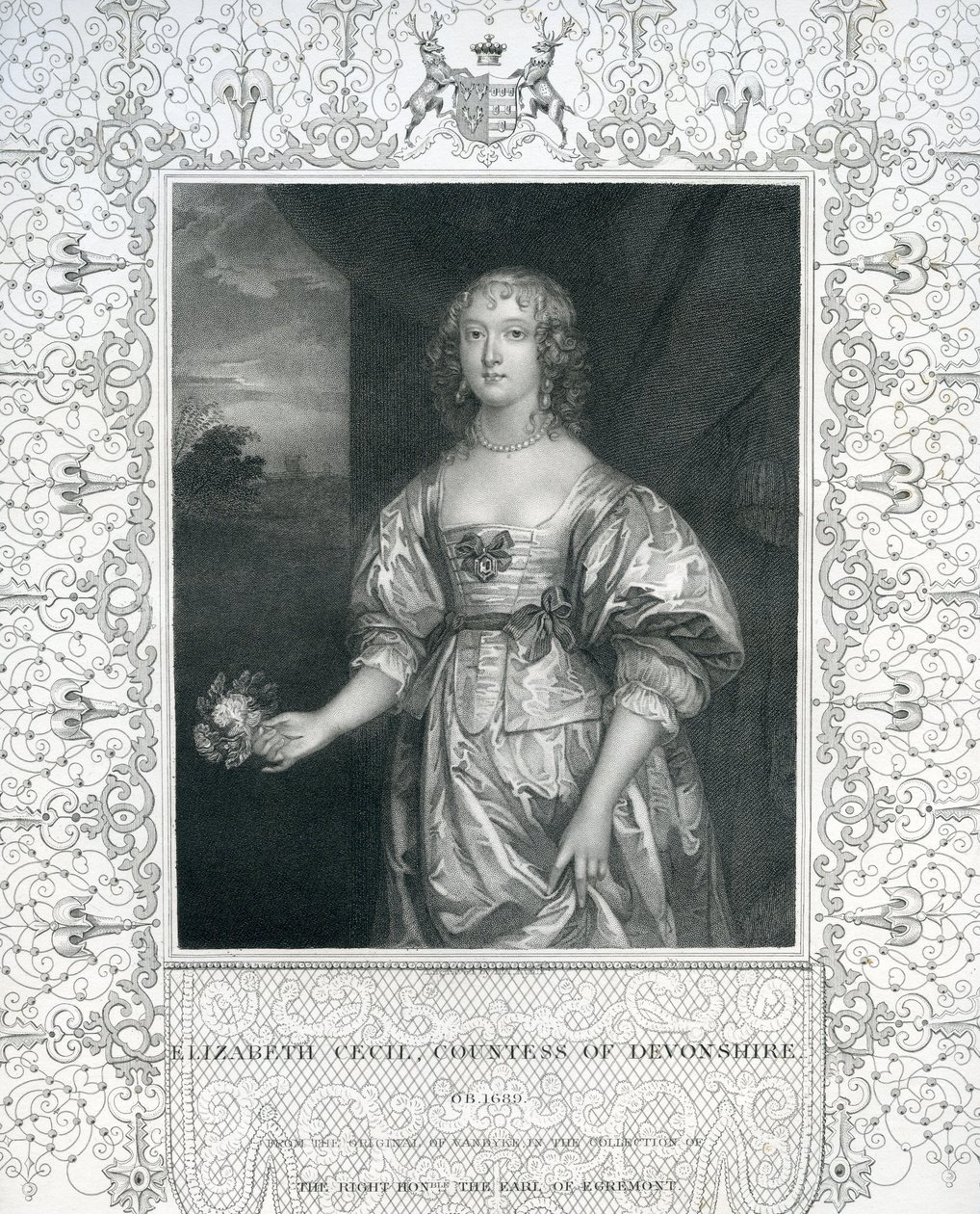 Elizabeth Cavendish, Devonshire Kontesi, 17. yüzyılın ortalarında by Anthony van Dyck
