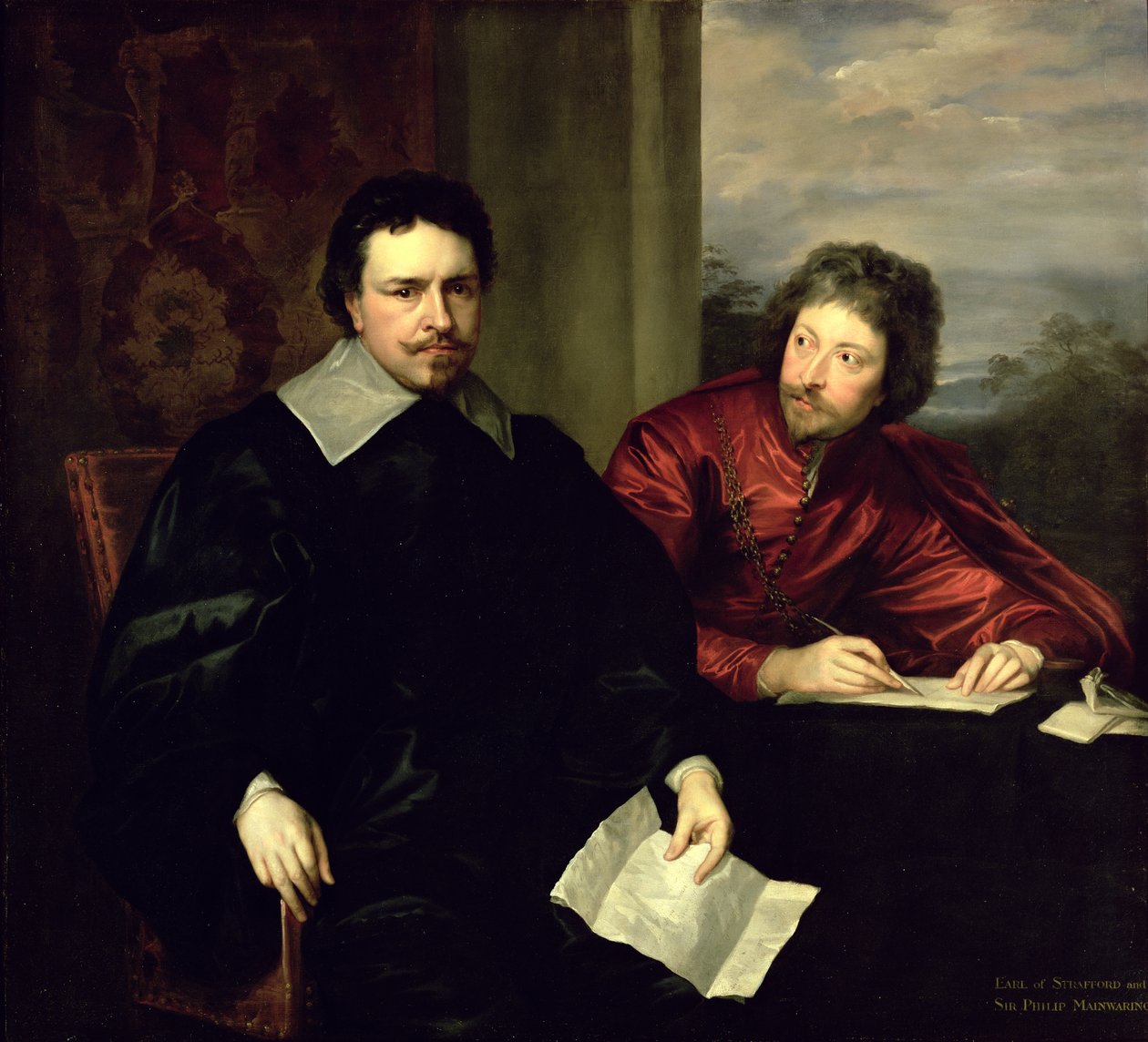 Thomas Wentworth, Strafford Kontu (1593-1641) ve Sekreteri Sir Philip Mainwaring (1589-1661) c.1634'ün portresi by Anthony van Dyck