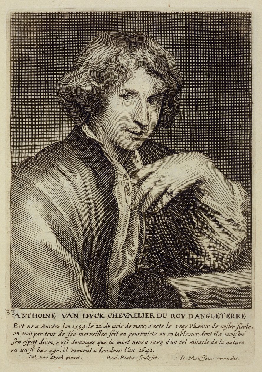 Kendi Portresi, Paulus Pontius (1603-58) tarafından oyulmuş bir dizi sanatçı portresinden plaka 33 by Anthony van Dyck