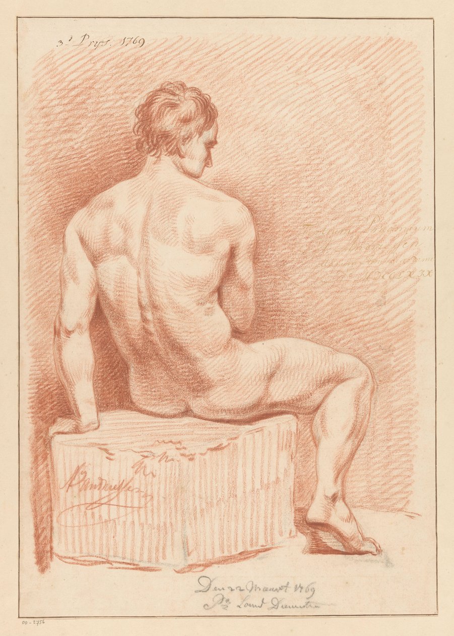 Oturan Erkek Çıplak, Arkadan Görünüş (3. Ödül 1769) by Anthony Andriessen