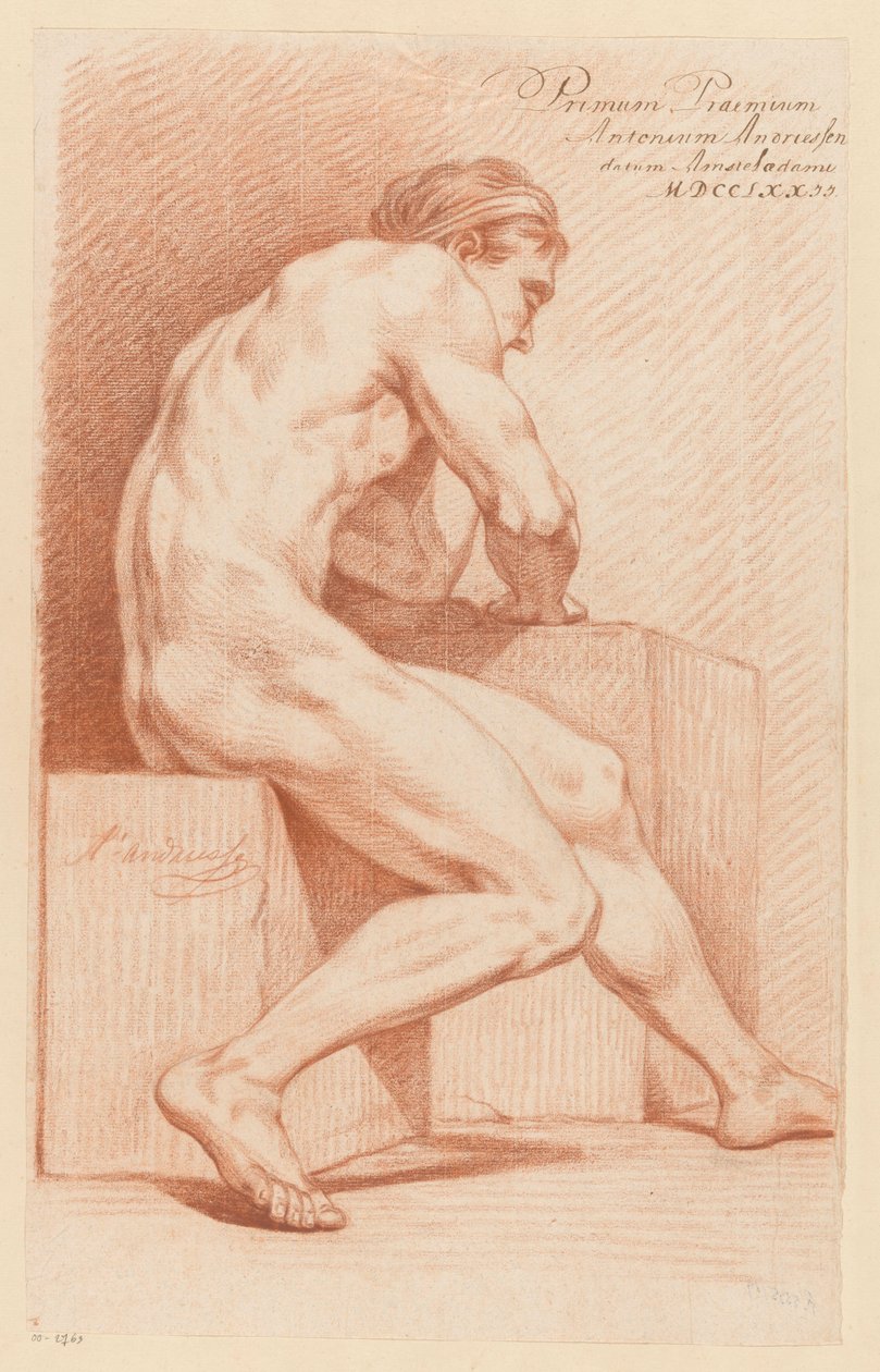 Oturan Erkek Çıplak, Yan Görünüm (1. Ödül 1772) by Anthony Andriessen