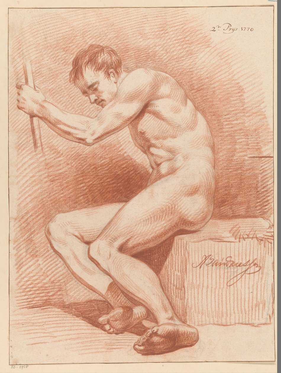 Oturan Erkek Çıplak, Yan Görünüm (2. Ödül 1770) by Anthony Andriessen