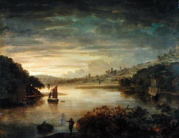 Glamorganshire#39;daki Neath Nehri#39;nden Bir Görünüm (gemide petrol) by Anthony Devis