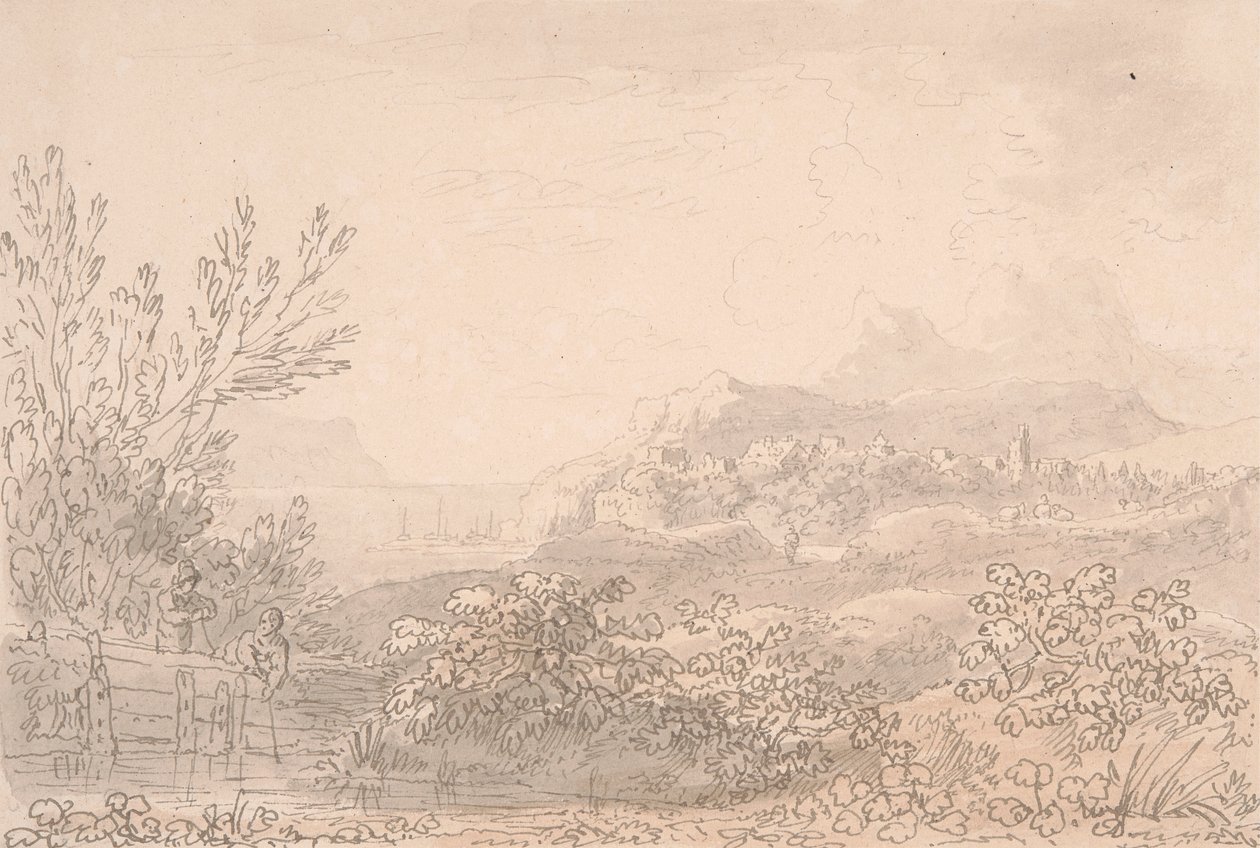 Kale ve köy ile haliç by Anthony Devis