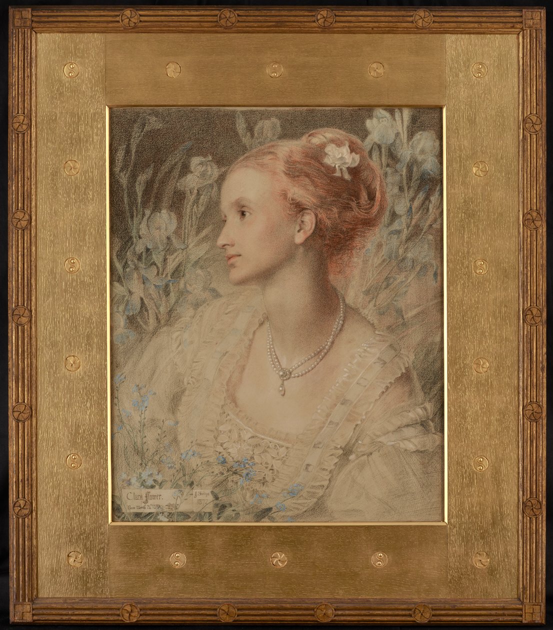 Clara Flower (krem kağıt üzerine renkli tebeşirler) by Anthony Frederick Augustus Sandys