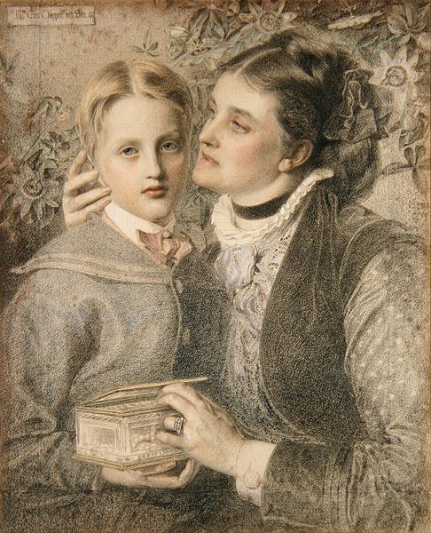 Bayan Tom Chappell ve Oğlu by Anthony Frederick Augustus Sandys