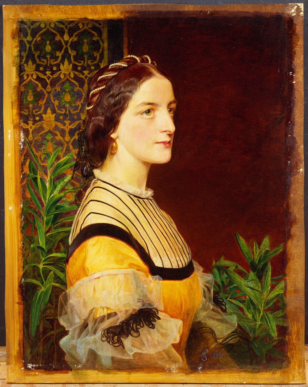 Bir bayanın portresi, baş ve omuzlar, 1860 by Anthony Frederick Augustus Sandys