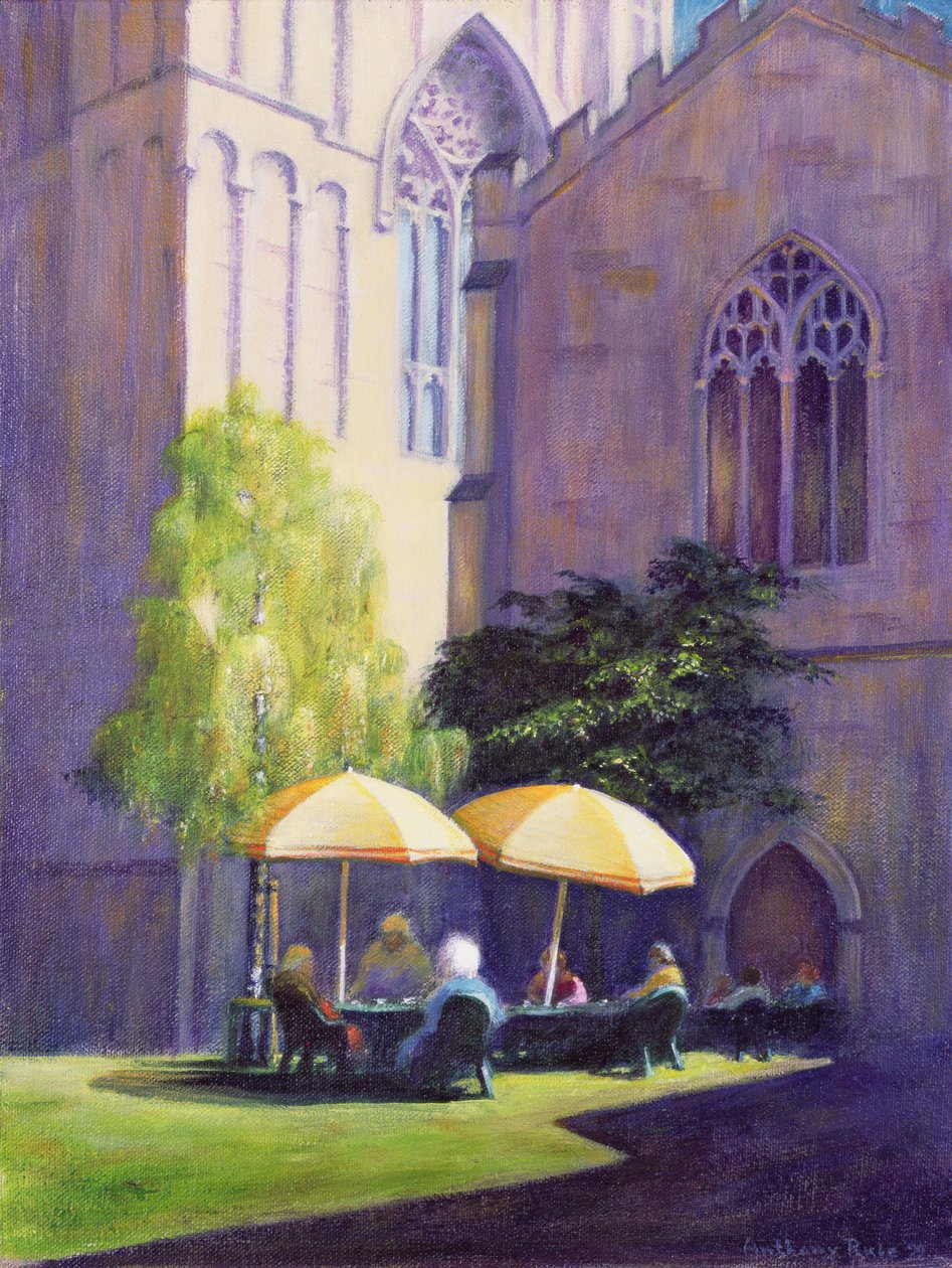 Yemekhane Bahçesi, Exeter Katedrali, 1999 (kağıt üzerine akrilik) by Anthony Rule