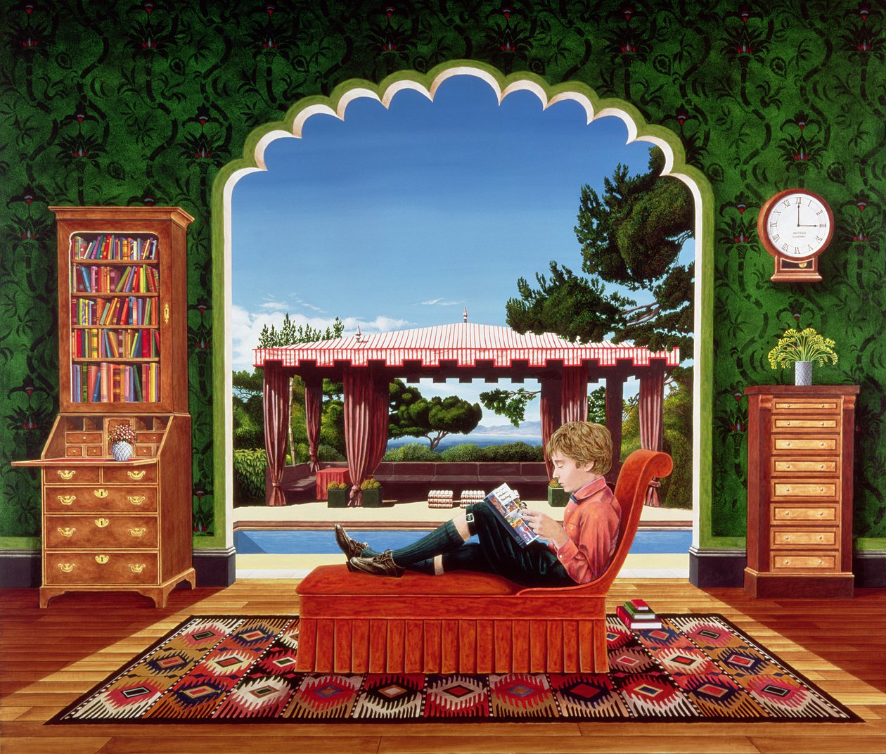 Boy Reading, 1983 (gemide akrilik) by Anthony Southcombe