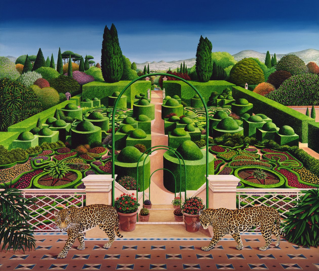 İtalyan Bahçesi, 1987 (gemide akrilik) by Anthony Southcombe
