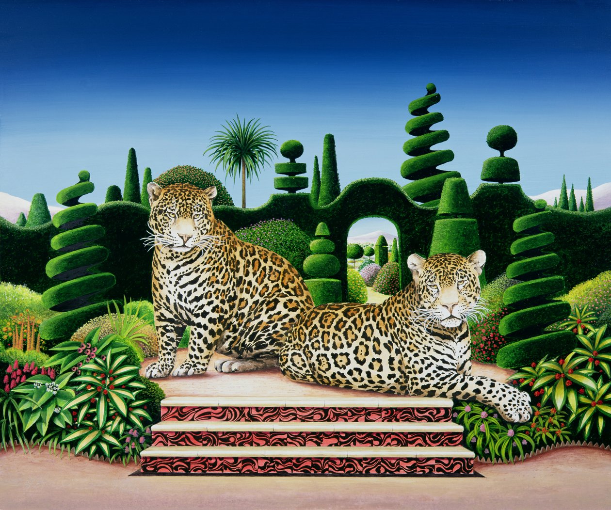 Jaguar in a Garden, 1986 (gemide akrilik) by Anthony Southcombe