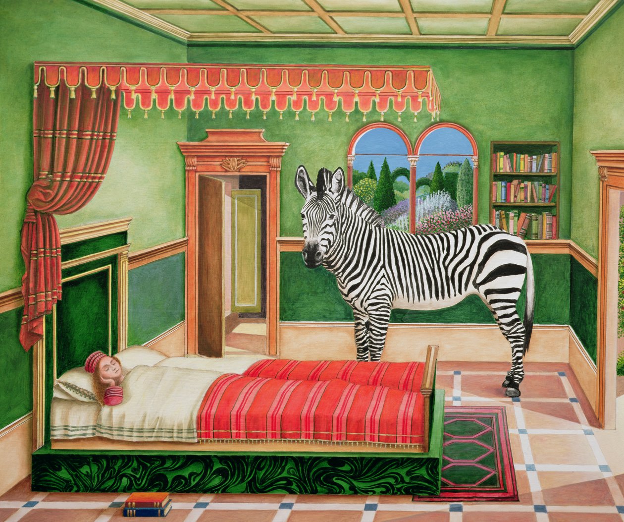 Yatak Odasında Zebra, 1996 (gemide akrilik) by Anthony Southcombe