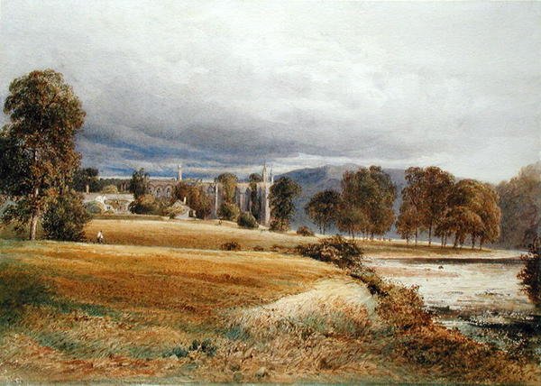 River Wharfe'den Bolton Abbey, South View, 1825 dolayları (kağıt üzerine suluboya) by Anthony Vandyke Copley Fielding