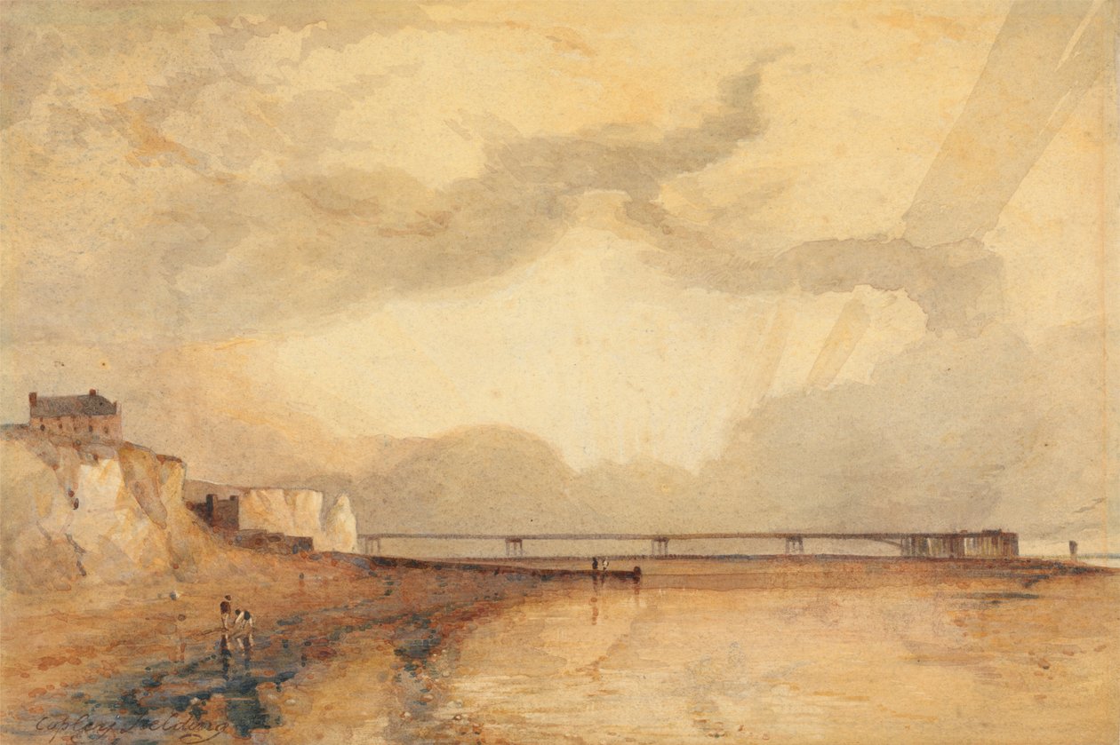 Deniz İskelesi, Brighton - Gün Batımı by Anthony Vandyke Copley Fielding