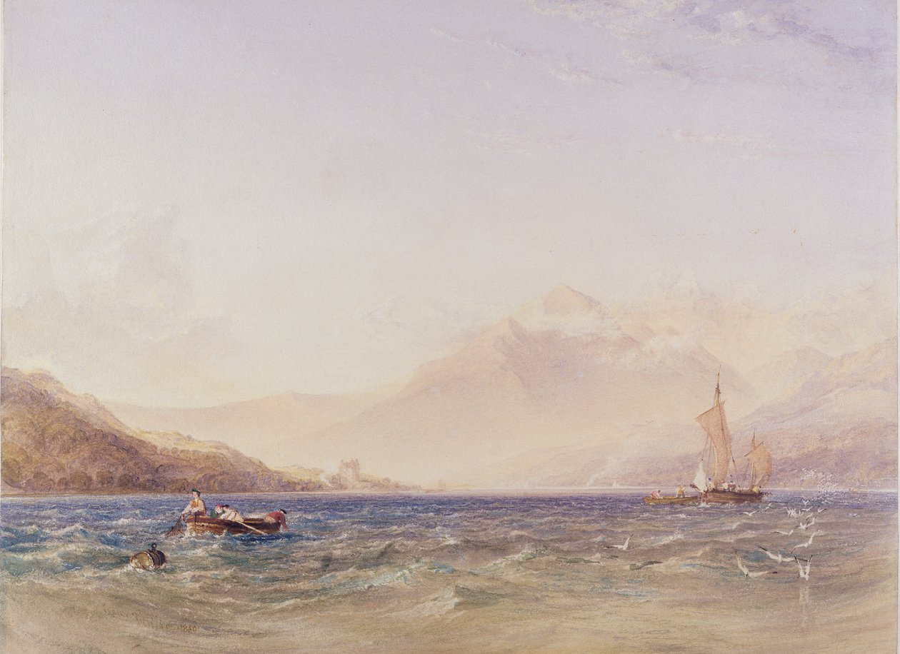 Loch Fyne Başkanı, Dindarra Kalesi ile, 1850 (wc, kağıt üzerinde grafit üzerine gövde rengi) by Anthony Vandyke Copley Fielding
