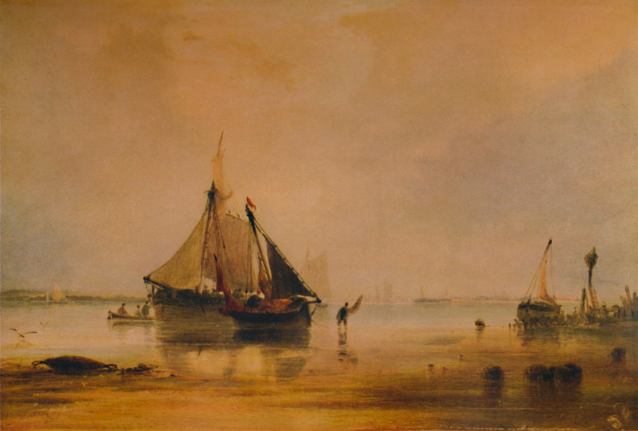 Southampton yakınlarındaki Kıyıdaki Gemiler, c1831, 1935 by Anthony Vandyke Copley Fielding