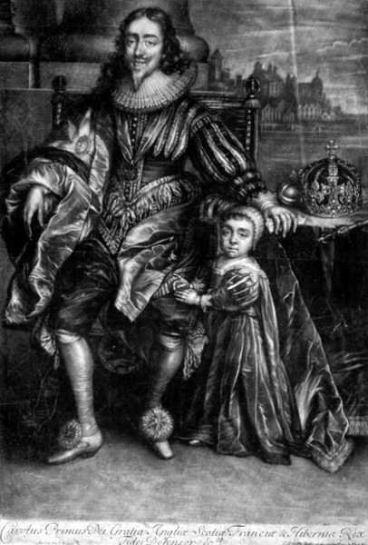 Charles I (1600-49), Oğullu (gravür) by Anthony van (after) Dyck