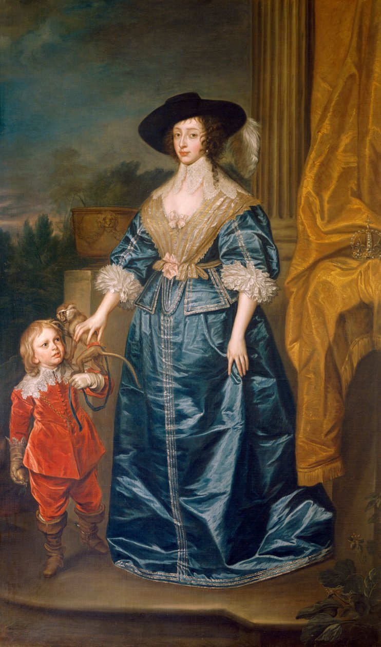 Kraliçe Henrietta Maria ve Cüce Sir Jeffrey Hudson (tuval üzerine yağlıboya) by Anthony van (after) Dyck