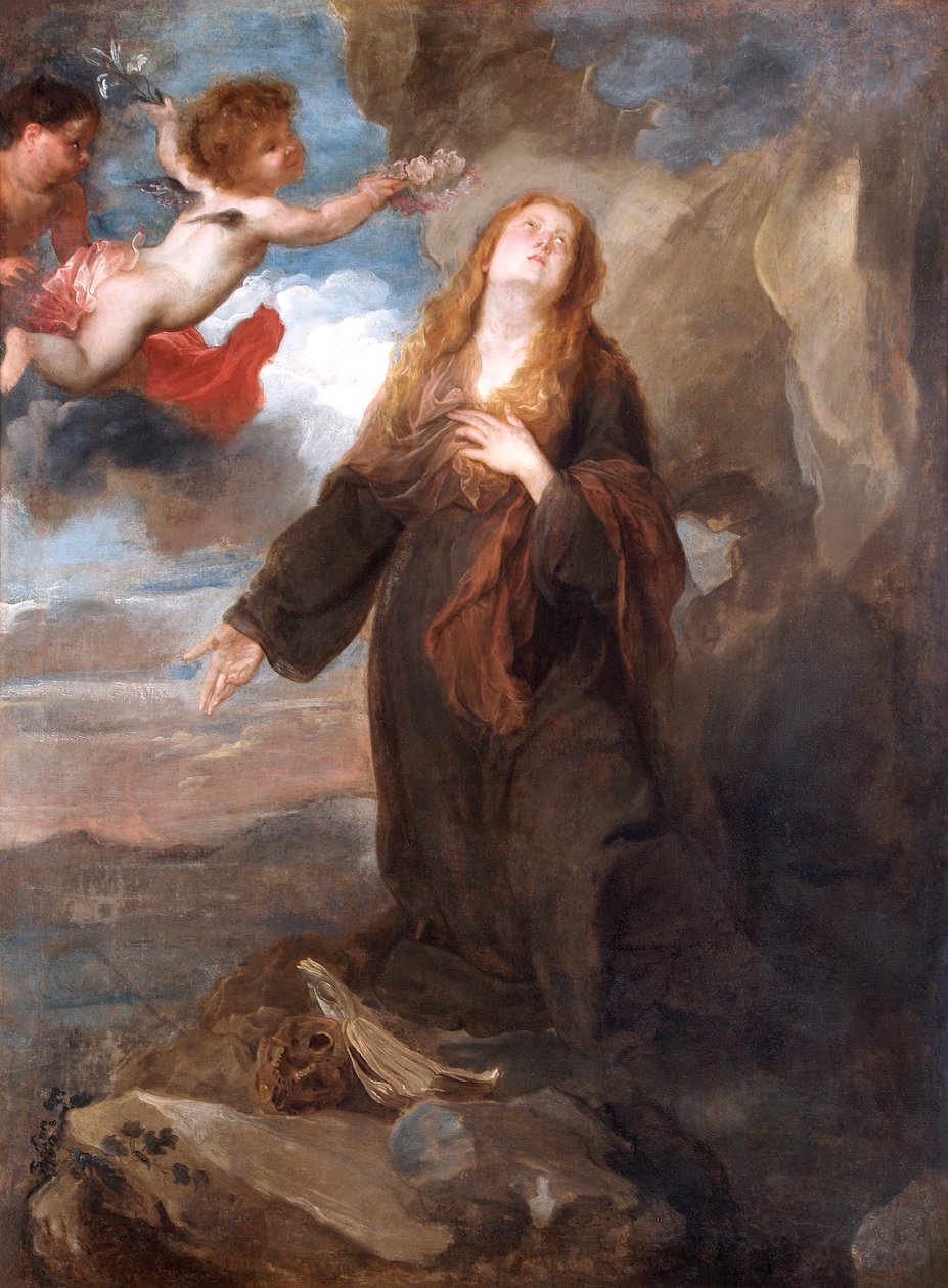Aziz Rosalie, İki Melek Tarafından Güllerle Taçlandırıldı by Anthony van (after) Dyck