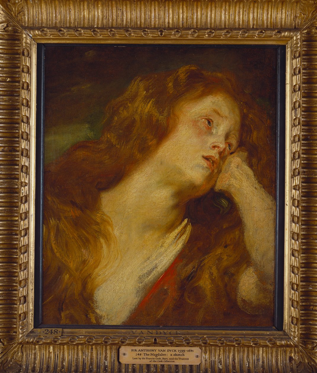 Genç bir kadın, büstü uzunluğu, başını eline dayamış. by Anthony van Dyck
