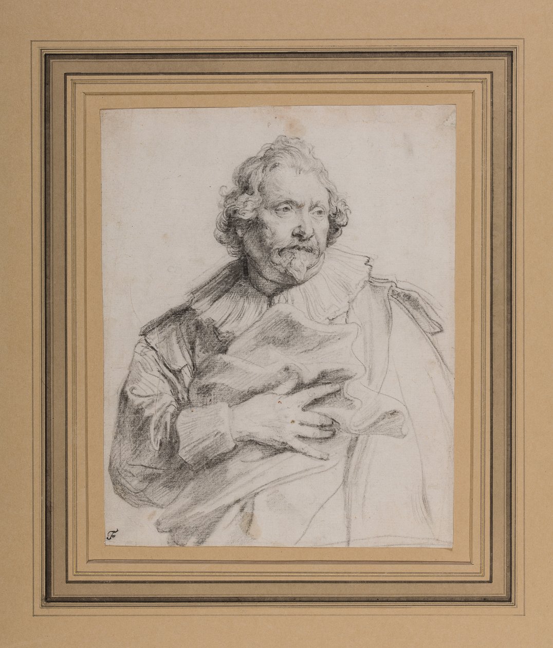 Carolus de Mallery, c.1632-35 (beyaz kağıt üzerine siyah tebeşir) by Anthony van Dyck
