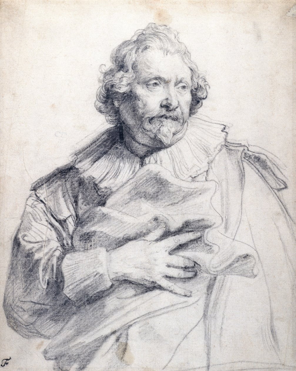 Carolus de Mallery, c.1632-35 (beyaz kağıt üzerine siyah tebeşir) by Anthony van Dyck