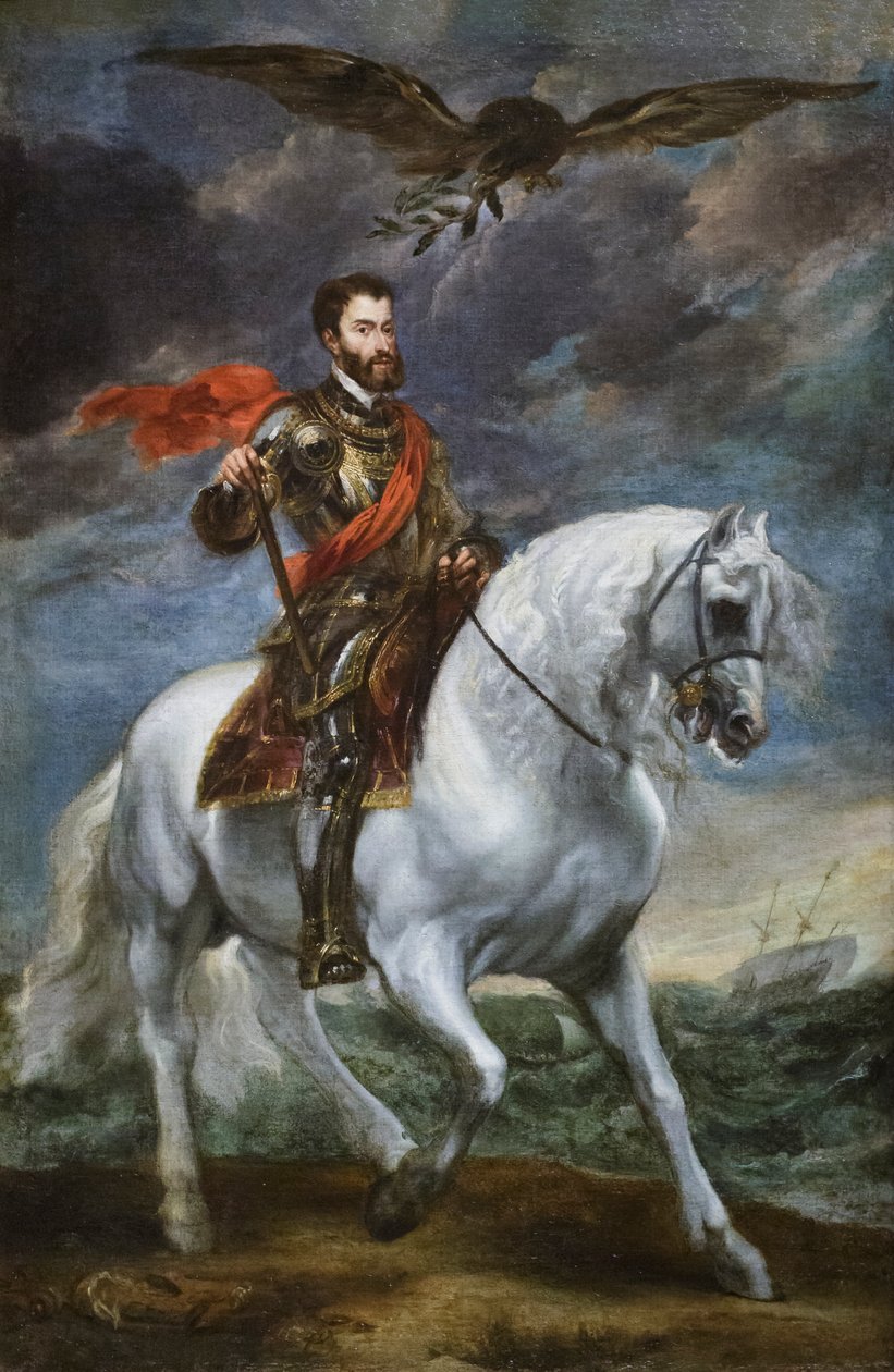 İmparator V. Charles'ın atlı portresi, 1621-27 (tuval üzerine yağlı boya) by Anthony van Dyck