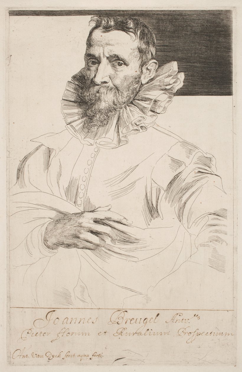 Jan Brueghel, c.1632 (gravür) by Anthony van Dyck