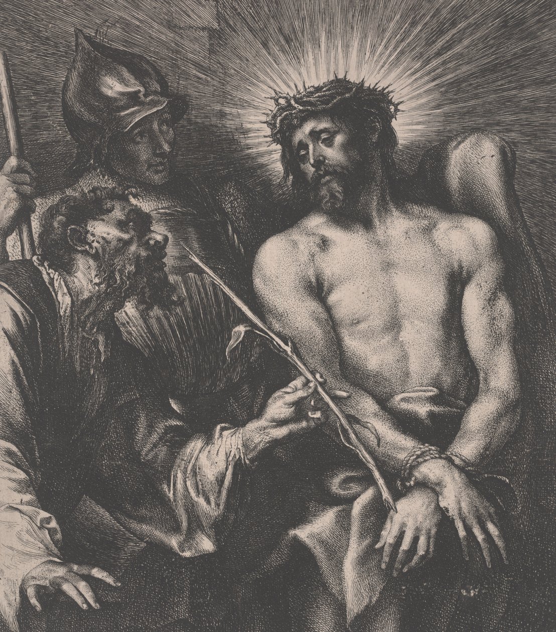 İsa ile alay edilmesi, c.1630 (gravür, gravür) by Anthony van Dyck