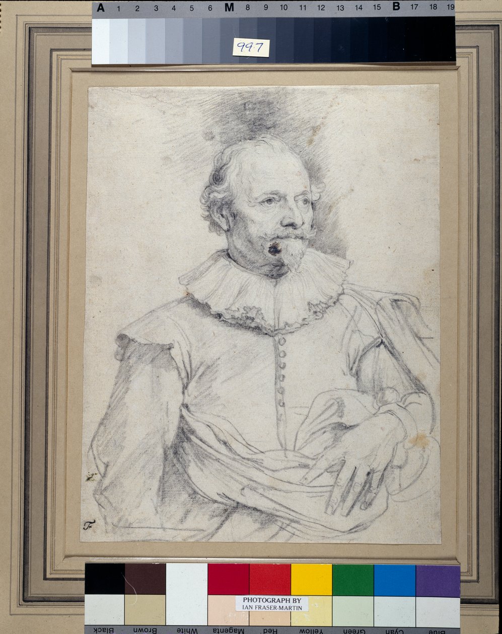Paulus Halmalius, vulgo van Halmale, c.1632-35 (beyaz kağıt üzerine siyah tebeşir) by Anthony van Dyck