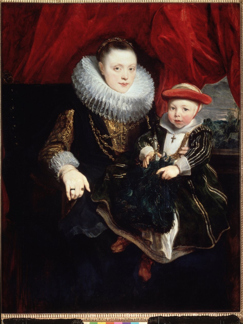 "Çocuklu Genç Bir Kadının Portresi" (çilek taşır) Tablo Sir Anthonis (Anton veya Antoon) van Dyck (1599-1641) 1618 Boyut 131x102 cm Hermitage Müzesi, Sankt Petersburg (Saint-Petersburg) by Anthony van Dyck