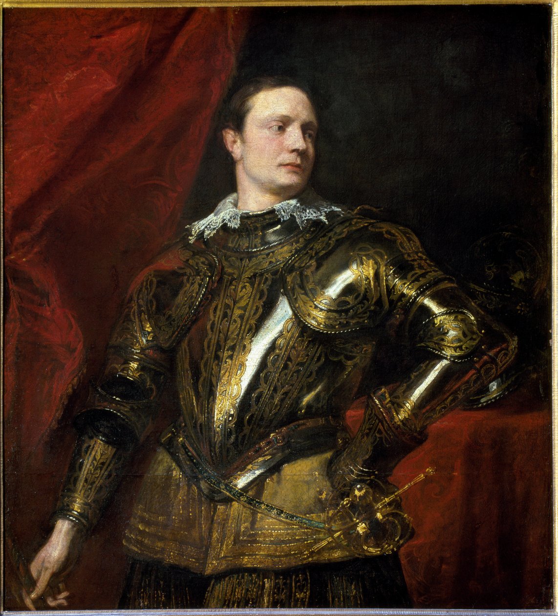 Altın zırhlı genç generalin (veya condottiere) portresi (tuval üzerine yağlı boya, c.1624) by Anthony van Dyck